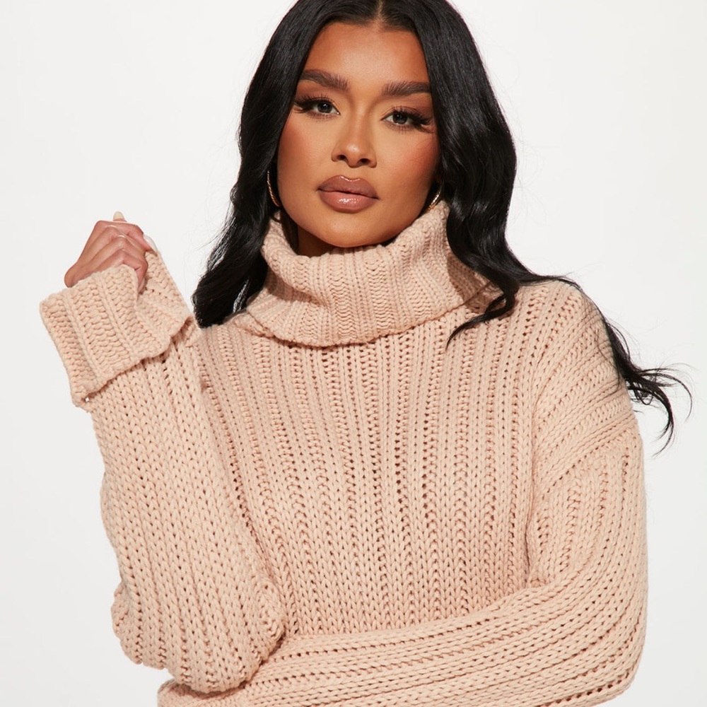 Rib Knit Turtleneck Sweater